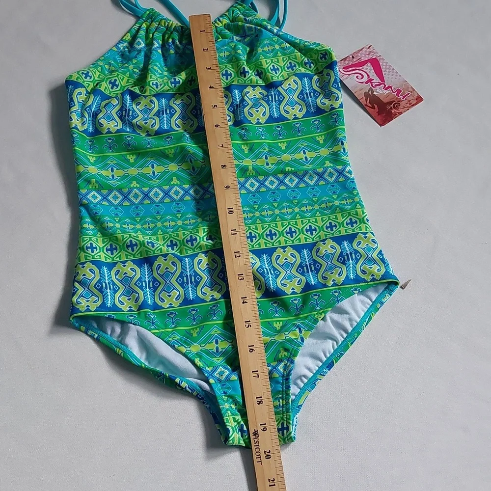 Kanu Surf  Girls Jasmine Halter One Piece Swimsuit Mahina Green Size‎ 14